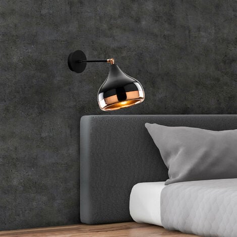 Lampe Murale en Fer Noir et Cuivre, 17x28 cm, Pour Bureau Moderne ou Couloir