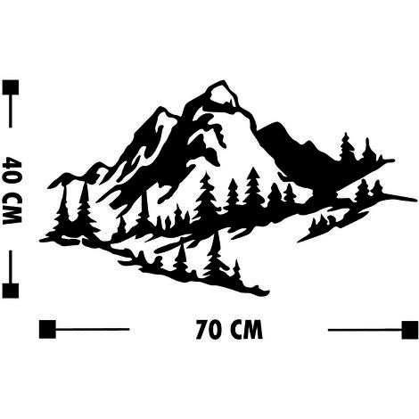 Décoration Murale Montagne en Métal, 40x70 cm, Pour Bureau de Montagne ou Salon Rustique