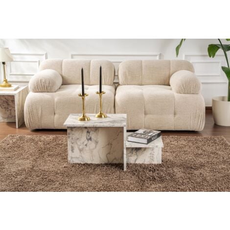 Table Basse en Marbre Freesia, 40x80x40 cm, Pour la Maison