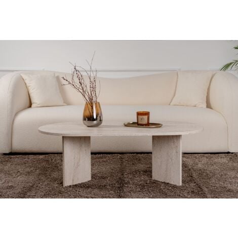 Table Basse - Travertin, Élégance Naturelle, 119x40x60 cm Idéale pour Salon et Salle de Séjour