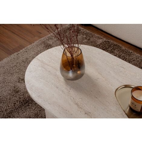 Table Basse - Travertin, Élégance Naturelle, 119x40x60 cm Idéale pour Salon et Salle de Séjour