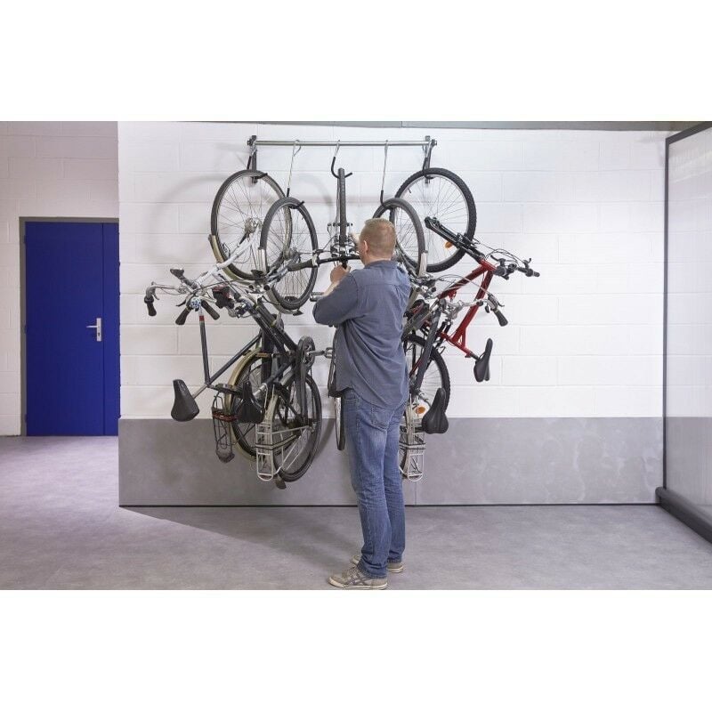 Porte-vélos pour le garage coloris rouge Mottez fixation murale capacité 2  vélos