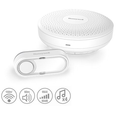Honeywell – Carillon sans fil 150 m – DCR311S – Alimentation microUSB – Indice de protection IP55 – Volume sonore 80 dB – Installation facile - W642111