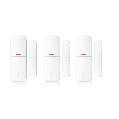 Pack de 3 détecteurs d'ouverture sans fil – Alimentation 23A 12V – Détection magnétique jusqu'à 80m – Compatible centrales d'alarme 6/32/99 zones – Lifebox
