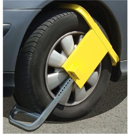Mottez – Antivol bloque roue en acier haute résistance – Double sécurité pour immobilisation – Serrure haute sécurité avec 2 clés – A068P