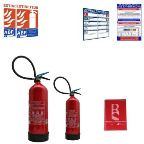 Kit 2 extincteurs nf 6 litres eau pour erp 4 eme catégorie