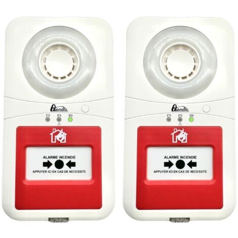 Axendis – Kit de 2 alarmes incendie type 4 autonomes à pile 9V – Sirène 90Db – Autonomie 3 ans – Installation sans câbles