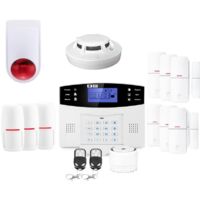 Alarme sans fil GSM 4G avec sirène intérieure 110dB – Kit complet pour maison – Détecteurs infrarouges et de fumée inclus – Lifebox