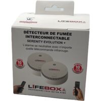 Détecteurs de fumée interconnectables 10 ans – Télécommande infrarouge – Capteur photo-électrique haute densité – Zone de détection 20-40m² – Lifebox