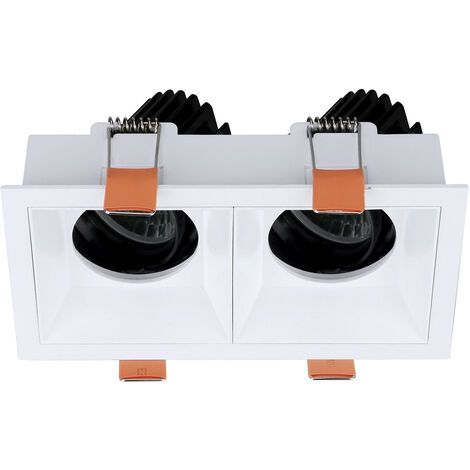 Plafonnier encastré tilt VIP2 2X Square Round CASAMBI LED COB 2x10.60W 1456lm(2222lm) CRI90 4000K 38º Blanc Blanc (1/2)