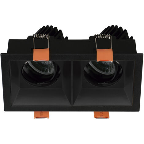 Plafonnier encastré tilt VIP2 2X Square Round Dali LED COB 2x10.10W 1031lm(1564lm) CRI97 4000K 50º Noir Noir (1/2)