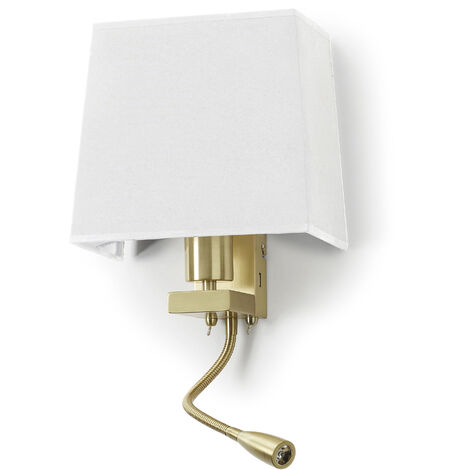 Applique lecteur tilt FIRENZE USB E27 60W+LED SMD 3W 240lm CRI80 3000K Or mat (1/4)
