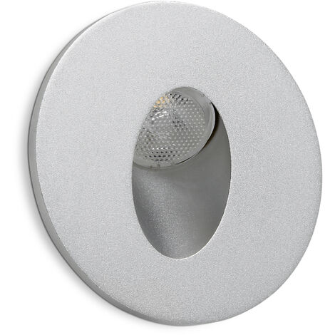 Encastré mural LIGUR Round IP44 LED SMD 3W 160lm(160lm) CRI80 3000K Aluminium anodisé (1/3)