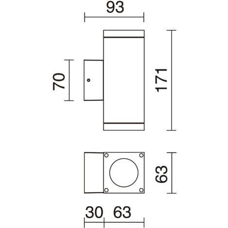 Applique CUB Square IP54 GU10 2x4.50W up-down Noir