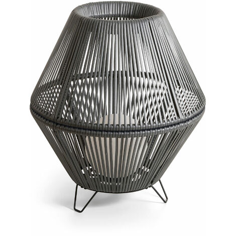 Luminaire de sol et de table NELL Medium E27 Rotin Graphite (1/5)