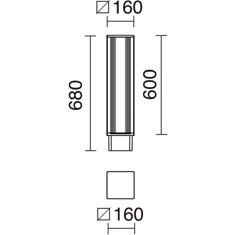 Borne AURA IP65 LED SMD 33W 5000lm CRI80 3000K 120º 680mm Oxyde brun