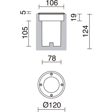 Encastré au sol BORA LED IP67 LED SMD 3W 330lm(282lm) CRI80 4000K 26º Acier inoxydable