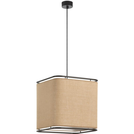 Suspension AKIRO Large E27 15W Noir Lino-saco (1/4)