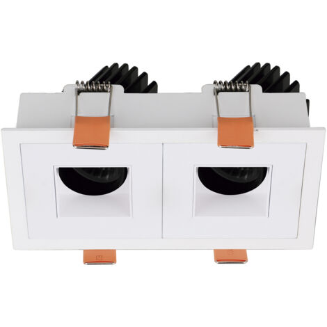 Plafonnier encastré tilt VIP3 2X Square Square LED COB 2x10.60W 1456lm(2222lm) CRI90 4000K 38º Blanc Blanc (1/2)