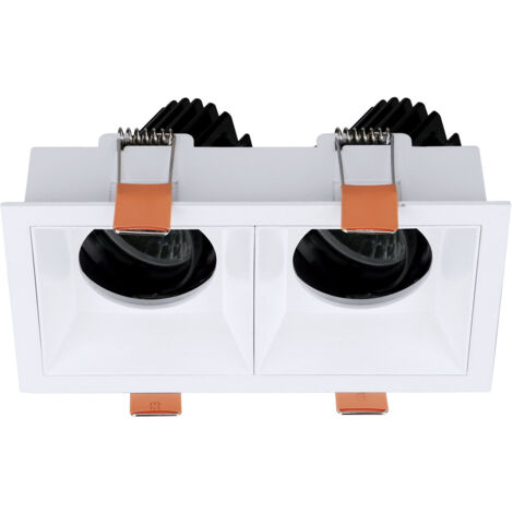 Plafonnier encastré tilt VIP2 2X Square Round LED COB 2x4.70W 719lm(988lm) CRI90 4000K 50º Blanc Blanc (1/2)