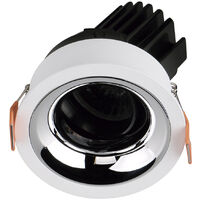 Plafonnier encastré tilt VIP1 Round Convex Dali LED COB 10.10W 923lm(715lm) CRI97 2700K 38º Blanc Chromé