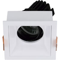 Plafonnier encastré tilt VIP2 Square Round LED COB 15.60W 1940lm(1601lm) CRI90 2700K 38º Blanc Blanc