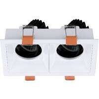 Plafonnier encastré tilt VIP2 2X Square Round Corte de fase L,C LED COB 2x4.70W 719lm(988lm) CRI90 4000K 50º Blanc Blanc