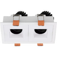 Plafonnier encastré tilt VIP3 2X Square Square 1-10V,Push LED COB 2x15.60W 1940lm(2960lm) CRI90 2700K 18º Blanc Blanc
