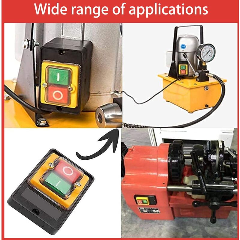 Interrupteur Bouton Poussoir AC220V/380V 10A - Marche/arrêt étanche - Pour Machines Outils Et équipements