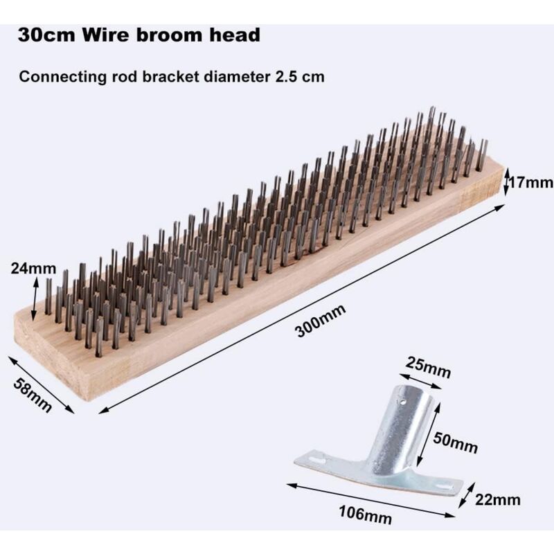 Balai Métallique Manche Longue Balai Métallique Acier Inoxydable - Manche 165cm Réglable - Nettoyage Mousse, Toiture, Sols Manche Réglable 165cm