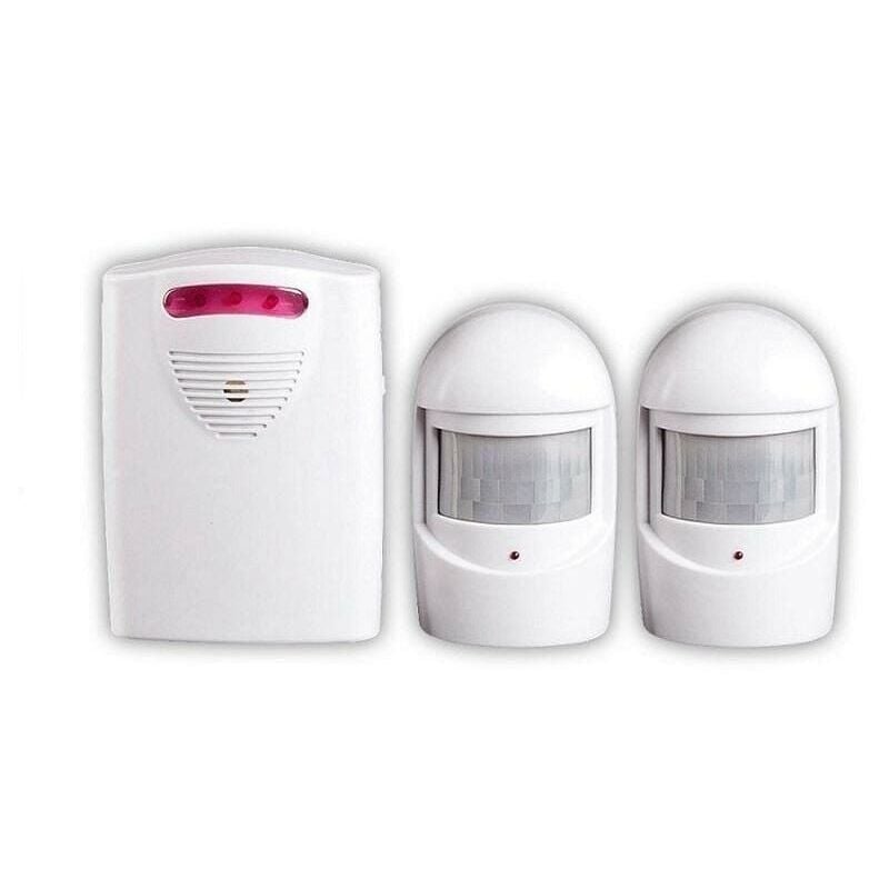 [JAMAIS UTILISÉ]Systèmes Sécurité Alarme, 1 Récepteur et 2 Détecteurs de Mouvement PIR Résistant Intempéries pour Cour / Garage / Grange,Kit Sirène sans Fil pour Port et Fenêtre Sécurité Protection An