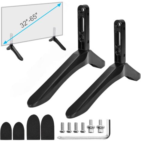 Meuble TV sur Pied, Pieds TV pour Téléviseur de 32 à 65 Pouces, Support de TV pour Plat et Incurvé TV LCD jusqu'à 45 kg, Distance de Trou de Montage de 22 mm à 55 mm-DPZO