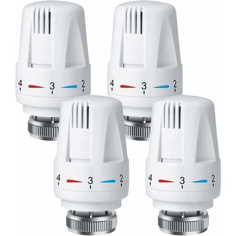 Heimeier Lot de 4 têtes de thermostat pour radiateur Type K, blanches
