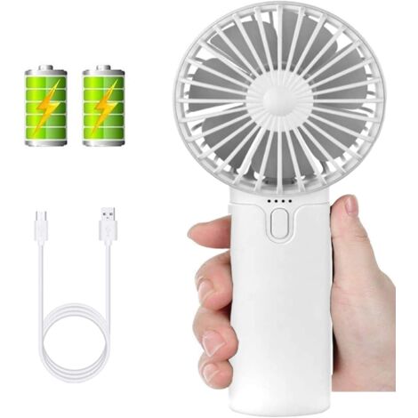 Ventilateur De Poche Rechargeable USB - 3 Vitesses, 2400mAh, Silencieux - Pour Bureau, Voyage, Sport