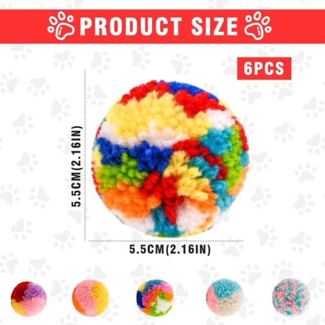 Lot De 7 Balles Rebondissantes Vers Pour Chat - Couleurs Arc-en-ciel - Jouet Interactif Peluche - 3
