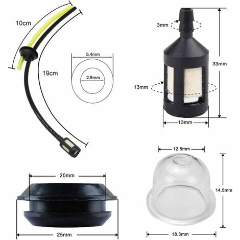 Tuyaux D'essence Avec Filtre, Universel Filtre à Essence kit,Tuyau de Carburant Pour Débroussailleuse, Durites D'essence de Tondeuses Avec Poire d Amorçage, Pour le Jardinage et L'agriculture-DPZO