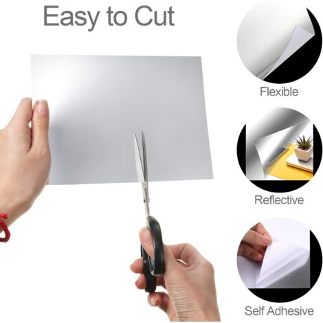 Film miroir 150 x 60 cm Feuilles de Miroir Flexibles Tuiles de Miroir Auto-Adhésives sans Verre Autocollants de Miroir pour Décoration de Mur Maison -DPZO