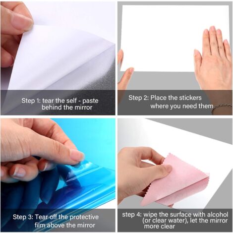 Film miroir 150 x 60 cm Feuilles de Miroir Flexibles Tuiles de Miroir Auto-Adhésives sans Verre Autocollants de Miroir pour Décoration de Mur Maison -DPZO