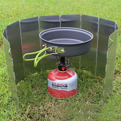 Encuryna Coupe-vent Pliable 12 Lamelles - Pare-brise Aluminium Pour Réchaud Camping, Léger Et Portable, Économiseur De Carburant, Sac De Rangement Inclus