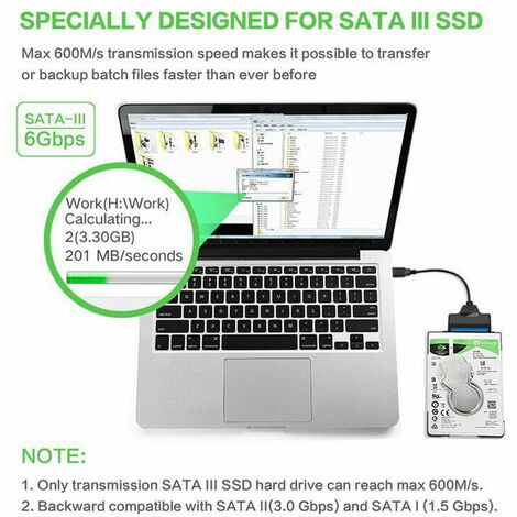 Câble adaptateur USB 3.0 vers SATA III pour disque dur, léger et