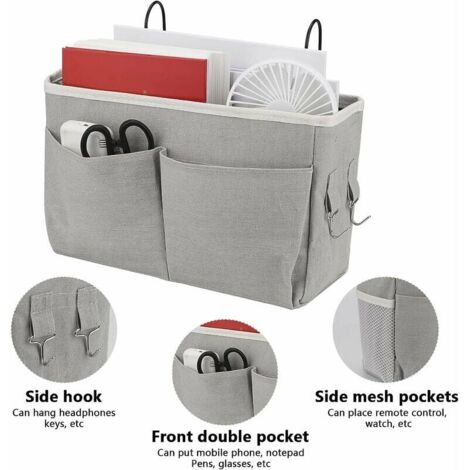 Poche De Rangement Suspension De Lit - 32.5x18.5x12 Cm, 4 Poches - Pour Chevet, Dortoir, Bureau
