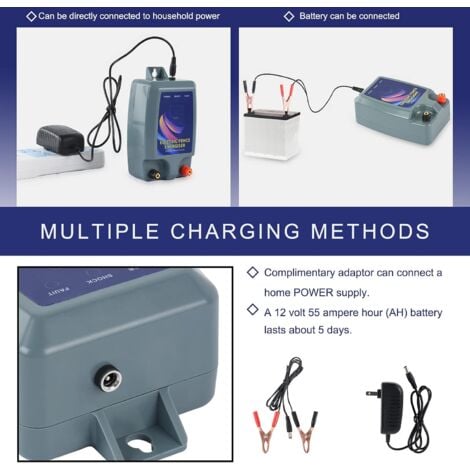 Kit de clôture électrique, Clôture électrique pour bétail, animaux, électrificateur de clôture, haute puissance, 3 modes d'alimentation pour élevage de volailles-DPZO