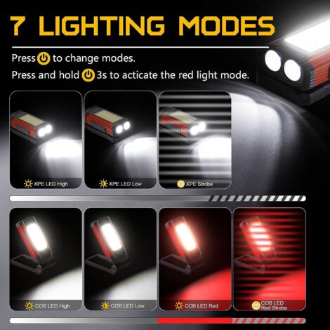 Lampe Clip LED Rechargeable USB-C – Lot De 2 – 7 Modes, 600 Lumens, IPX6 étanche – Batterie 400 MAh – Pour Running, Camping, Chien