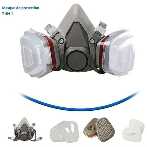 Masque Protection 7 In 1, Masque Peinture, Réutilisable Avec Filtre Anti  Poussière,Masque A Gaz Respiratoire Avec Filtre Pour