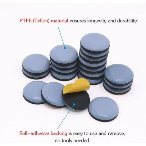 Lot De 20 Patins En Téflon Auto-adhésifs Pour Déplacer Facilement Les