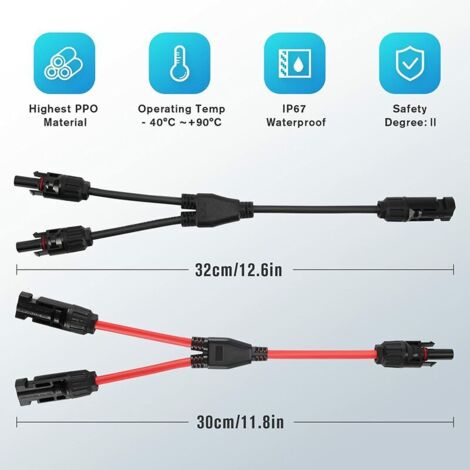 Lot De 3 Paires De Connecteurs Solaires MC4 En Y - 1 Mâle Vers 2 Femelles Et 1 Femelle Vers 2 Mâles - Pour Panneaux Photovoltaïques