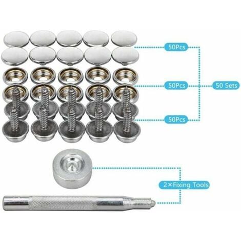 DPZO Lot de 150 boutons-pression en toile marine avec vis en métal de qualité marine de avec 2 pcs outils de réglage pour housse de bateau, meubles-DPZO