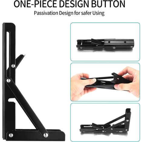 Equerre Pliable 350mm, 4 Pièces Support Console Pliable, équerre étagère, Lourds Support Console Pliable Rétractable, Equerre Etagere Murale Pliants