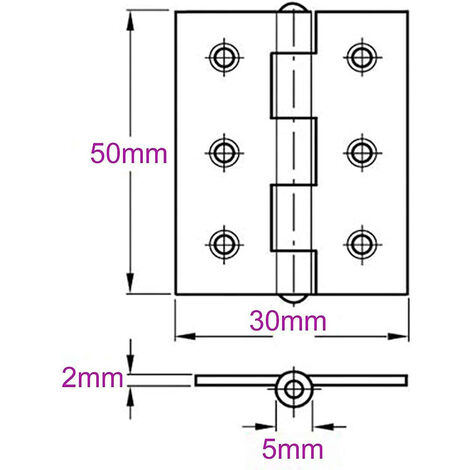 D DOLITY Charnière INOX 316 Marine Bateau Yacht - 60x42mm Avec 6 Trous