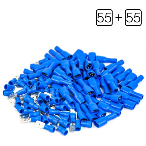Cosse Electrique à Oeil de 8.4 mm Bleue - Lot de 50 Cosses Electriques  (Pour fils jusqu'à 1.1mm to 2.6mm²)